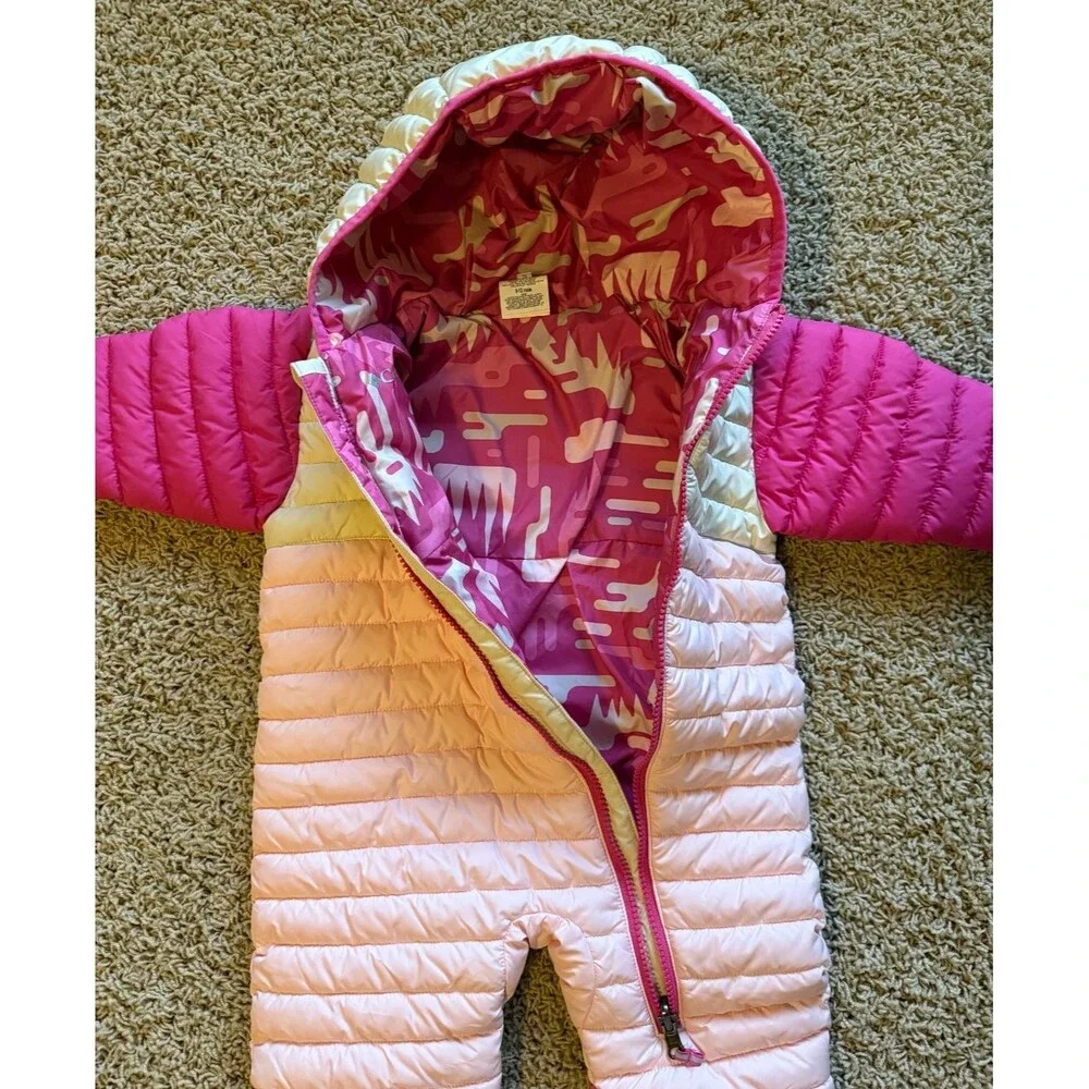 Columbia Infant Powder Lite II Reversible Bunting Snowsuit Girl's 6-12 Mo Pink